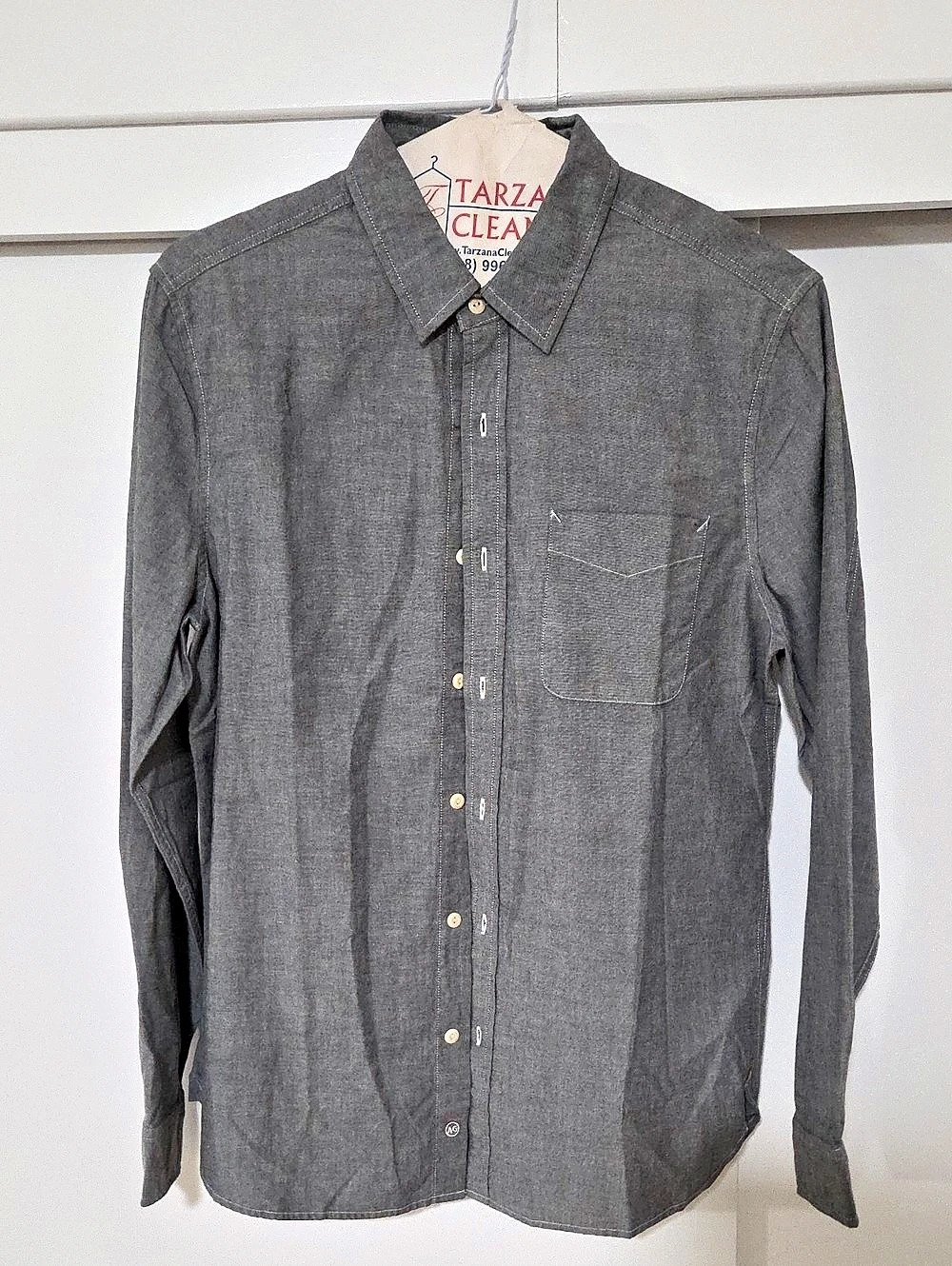 Adriano Goldschmied AG Jeans 8878/29Y Button Down Shirt in Gray Size Medium NWT